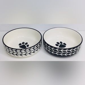 2 Signature Houseware WHITE ARROW Bowl Cat Dog Water Food Ceramic White …